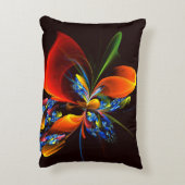 青オレンジ色のフローラモダン抽象芸術アートパターン#03 アクセントクッション (裏面(縦))