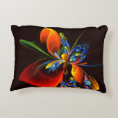 青オレンジ色のフローラモダン抽象芸術アートパターン#03 アクセントクッション (裏面)