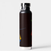 青オレンジ色のフローラモダン抽象芸術アートパターン#03 ウォーターボトル (右面)