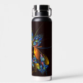 青オレンジ色のフローラモダン抽象芸術アートパターン#03 ウォーターボトル (背面)