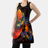 青オレンジ色のフローラモダン抽象芸術アートパターン#03 エプロン (インサイチュ)