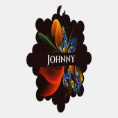 青オレンジ色のフローラモダン抽象芸術アートパターン#03 オーナメントカード (右)