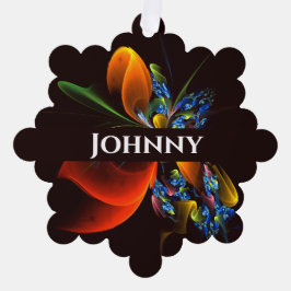 青オレンジ色のフローラモダン抽象芸術アートパターン#03 オーナメントカード