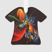 青オレンジ色のフローラモダン抽象芸術アートパターン#03 オーナメント (裏面)