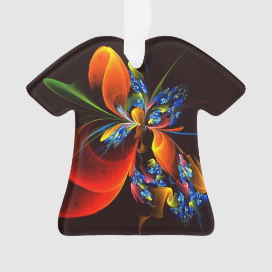 青オレンジ色のフローラモダン抽象芸術アートパターン#03 オーナメント (正面)