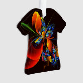 青オレンジ色のフローラモダン抽象芸術アートパターン#03 オーナメント (正面)