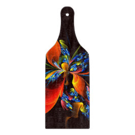青オレンジ色のフローラモダン抽象芸術アートパターン#03 カッティングボード