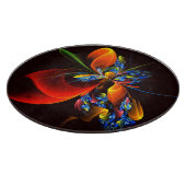 青オレンジ色のフローラモダン抽象芸術アートパターン#03 カッティングボード (角)