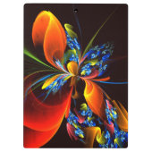 青オレンジ色のフローラモダン抽象芸術アートパターン#03 クリップボード (裏面)