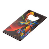 青オレンジ色のフローラモダン抽象芸術アートパターン#03 クレジットカード栓抜き (裏面アングル)