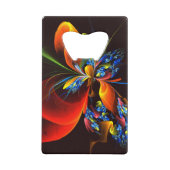 青オレンジ色のフローラモダン抽象芸術アートパターン#03 クレジットカード栓抜き (裏面)