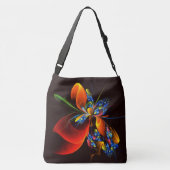 青オレンジ色のフローラモダン抽象芸術アートパターン#03 クロスボディバッグ (裏面)