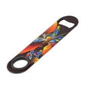 青オレンジ色のフローラモダン抽象芸術アートパターン#03 スピード栓抜き (裏面アングル)