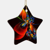 青オレンジ色のフローラモダン抽象芸術アートパターン#03 セラミックオーナメント (右)