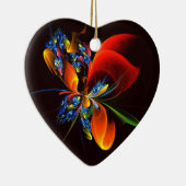 青オレンジ色のフローラモダン抽象芸術アートパターン#03 セラミックオーナメント (右)