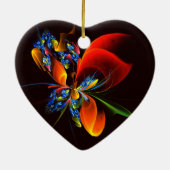 青オレンジ色のフローラモダン抽象芸術アートパターン#03 セラミックオーナメント (裏面)