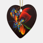 青オレンジ色のフローラモダン抽象芸術アートパターン#03 セラミックオーナメント (左)