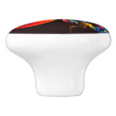 青オレンジ色のフローラモダン抽象芸術アートパターン#03 セラミックノブ (側面)