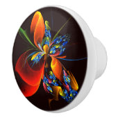 青オレンジ色のフローラモダン抽象芸術アートパターン#03 セラミックノブ (右)