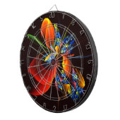 青オレンジ色のフローラモダン抽象芸術アートパターン#03 ダーツボード (正面右)