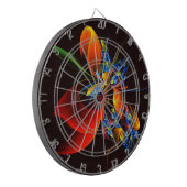 青オレンジ色のフローラモダン抽象芸術アートパターン#03 ダーツボード (正面左)