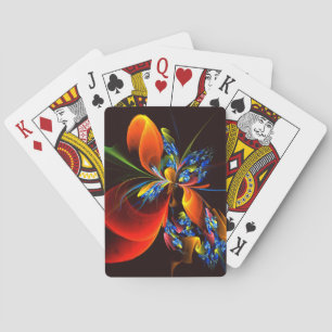 青オレンジ色のフローラモダン抽象芸術アートパターン#03 トランプ