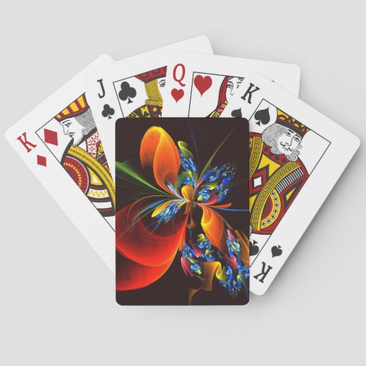 青オレンジ色のフローラモダン抽象芸術アートパターン#03 トランプ (裏面)