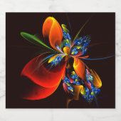 青オレンジ色のフローラモダン抽象芸術アートパターン#03 ビールラベル (シングルラベル)