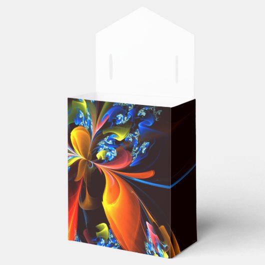 青オレンジ色のフローラモダン抽象芸術アートパターン#03 フェイバーボックス (オープン)