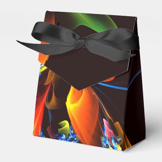 青オレンジ色のフローラモダン抽象芸術アートパターン#03 フェイバーボックス (正面サイド)