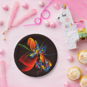 青オレンジ色のフローラモダン抽象芸術アートパターン#03 ペーパープレート (パーティー)