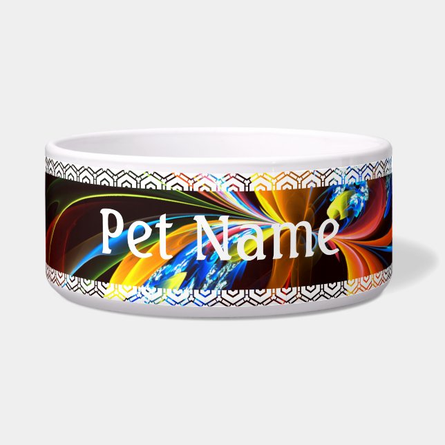 青オレンジ色のフローラモダン抽象芸術アートパターン#03 ボウル (正面)