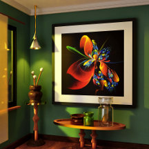 青オレンジ色のフローラモダン抽象芸術アートパターン#03