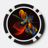 青オレンジ色のフローラモダン抽象芸術アートパターン#03 ポーカーチップ (裏面)