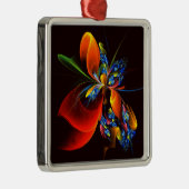 青オレンジ色のフローラモダン抽象芸術アートパターン#03 メタルオーナメント (右)