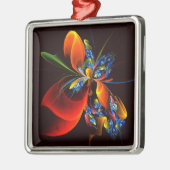 青オレンジ色のフローラモダン抽象芸術アートパターン#03 メタルオーナメント (左)