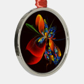 青オレンジ色のフローラモダン抽象芸術アートパターン#03 メタルオーナメント (右)