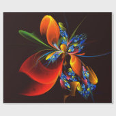 青オレンジ色のフローラモダン抽象芸術アートパターン#03 ラッピングペーパー (フラット)