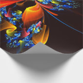 青オレンジ色のフローラモダン抽象芸術アートパターン#03 ラッピングペーパー (角)