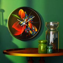 青オレンジ色のフローラモダン抽象芸術アートパターン#03