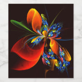 青オレンジ色のフローラモダン抽象芸術アートパターン#03 ワインラベル (シングルラベル)