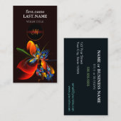 青オレンジ色のフローラモダン抽象芸術アートパターン#03 名刺 (正面/裏面)