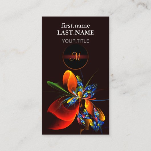 青オレンジ色のフローラモダン抽象芸術アートパターン#03 名刺 (正面)