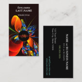 青オレンジ色のフローラモダン抽象芸術アートパターン#03 名刺 (正面/裏面)