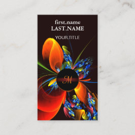 青オレンジ色のフローラモダン抽象芸術アートパターン#03 名刺