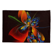 青オレンジ色のフローラモダン抽象芸術アートパターン#03 枕カバー (裏面)