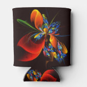 青オレンジ色のフローラモダン抽象芸術アートパターン#03 缶クーラー (裏面)