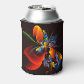 青オレンジ色のフローラモダン抽象芸術アートパターン#03 缶クーラー (缶裏面)