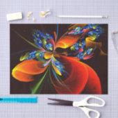 青オレンジ色のフローラモダン抽象芸術アートパターン#03 薄葉紙 (クラフト)