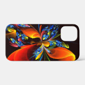 青オレンジ色のフローラモダン抽象芸術アートパターン#03 Case-Mate iPhoneケース (裏面 (横))